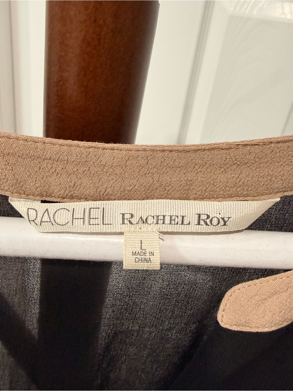 RACHEL Rachel Roy Long Sleeve Two-Tone Black and Tan Romper Dress - Picture 4 of 6